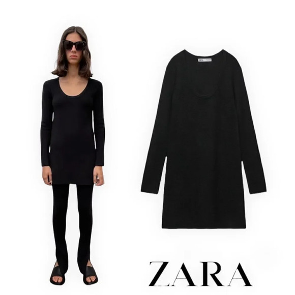 ZARA | Black | WOOL SWEATER WITH SIDE SLIT LIMITED EDITION - Picture 1 of 9
